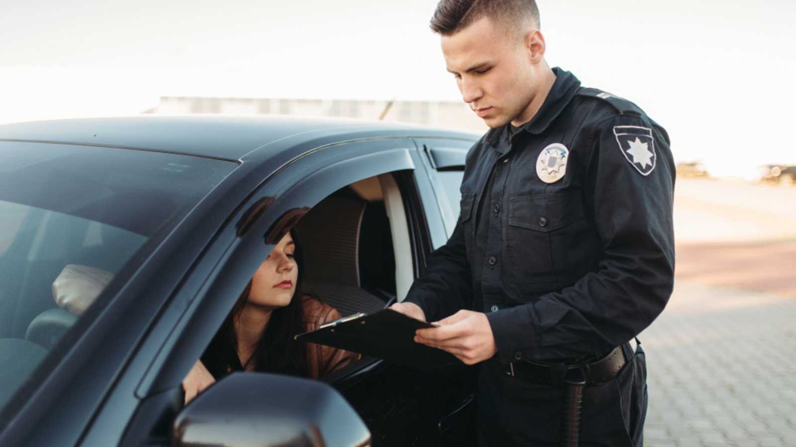 Police checking vehicle