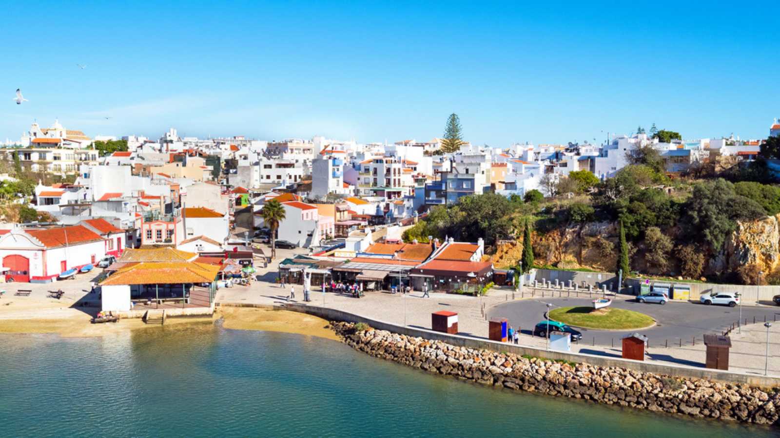 Aerial from the village Alvor in the Algarve Portugal