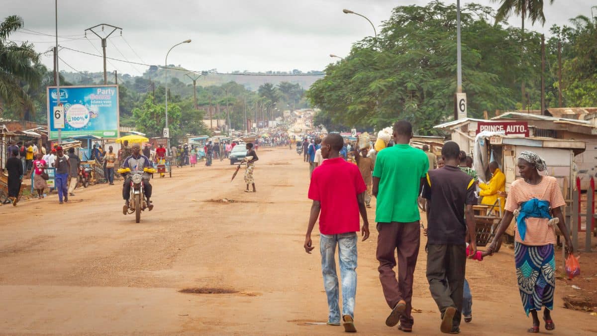 Bangui, Central African Republic - June 11 2014; unidentified people walking on streets of Bangui