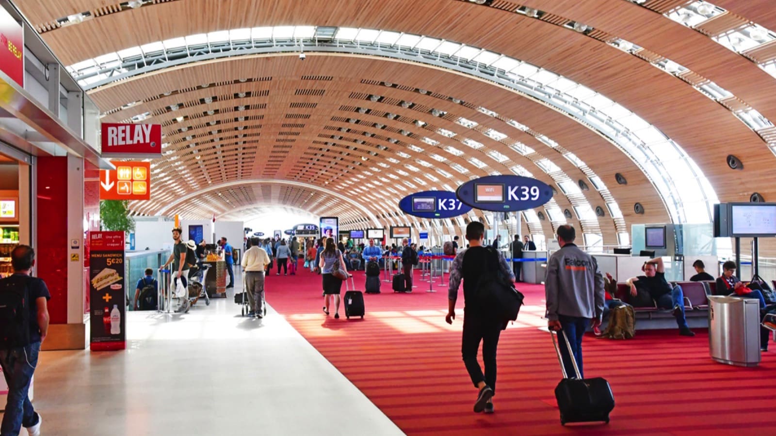 Roissy, France - may 5 2017 : departure lounge in the Paris Charles de Gaulle airport