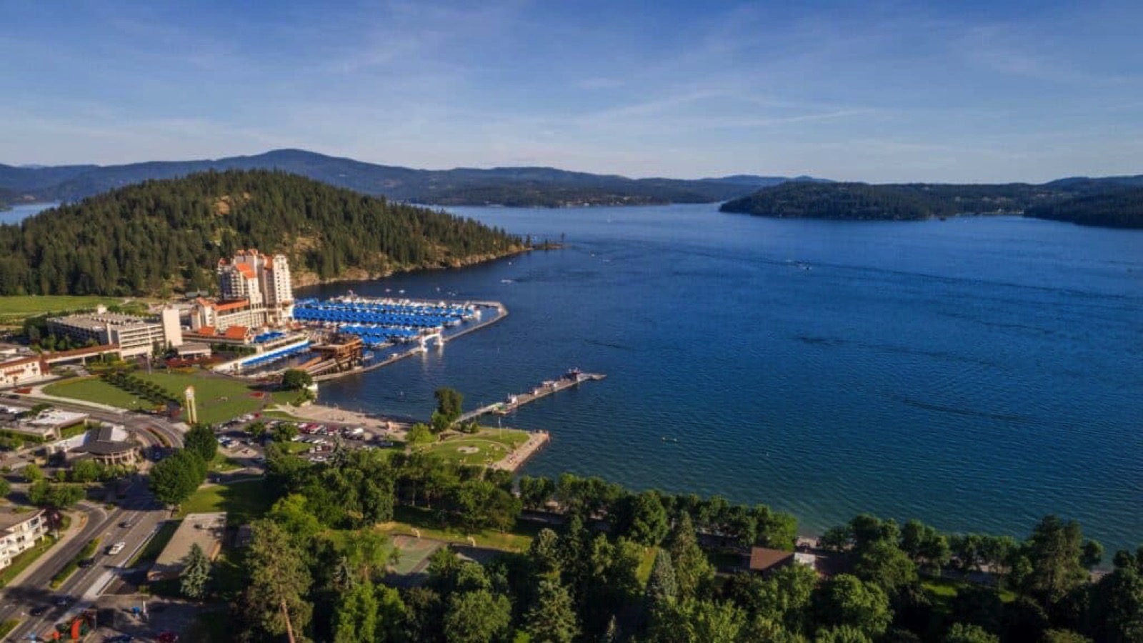 aerial view of Coeur d'Alene, ID