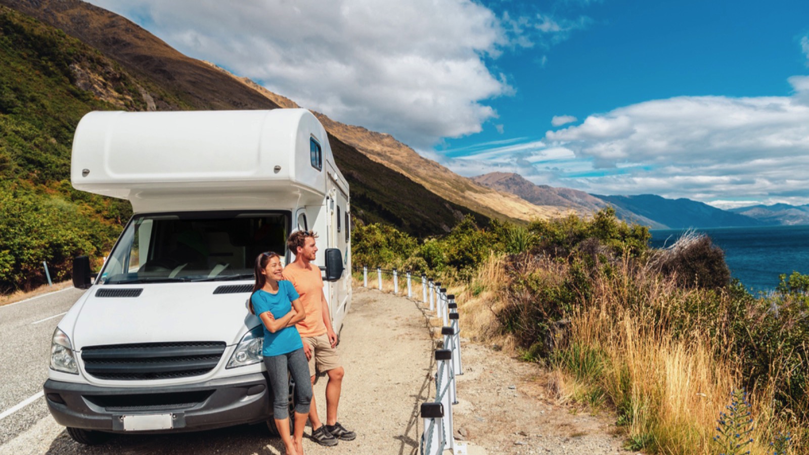 Couples enjoying the view from RV