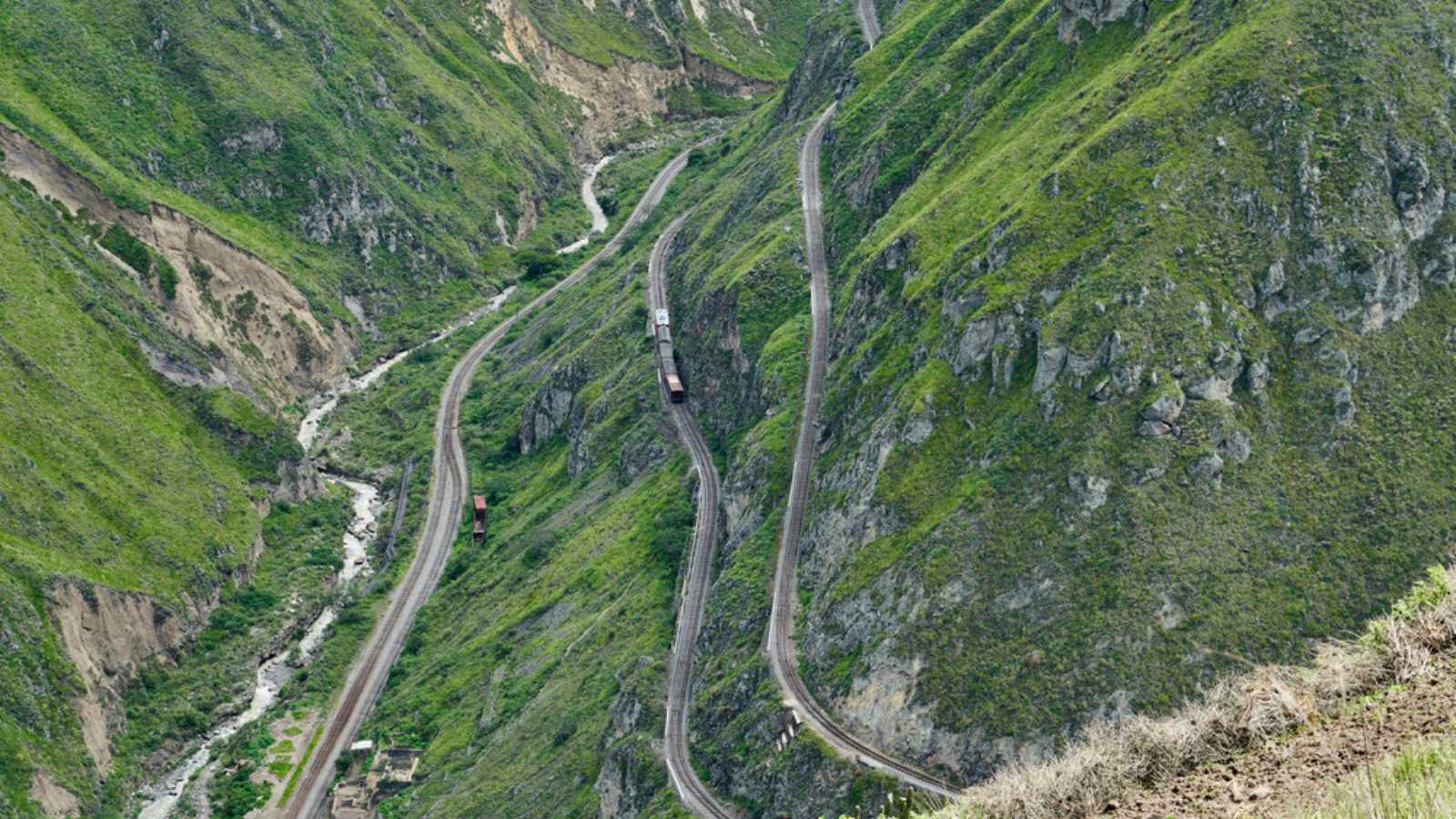 Nariz del Diablo, devil’s nose, is a famous railroad track in the andes of Ecuador, so steep, it has to zig zag up the mountains with reversing into dead ends, South America