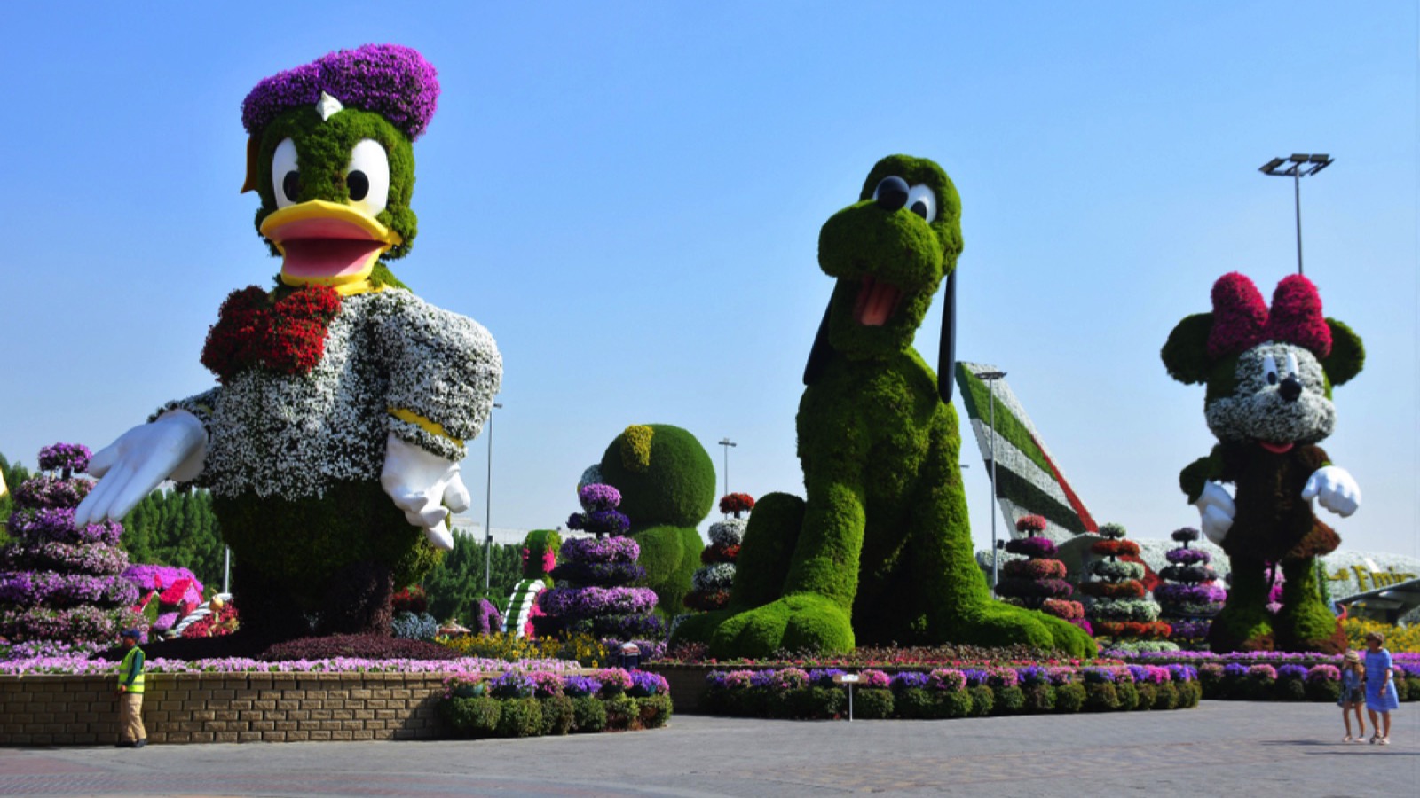 Dubai, UAE - November, 2018: The Miracle Garden has amazing displays such as these huge Disney characters.