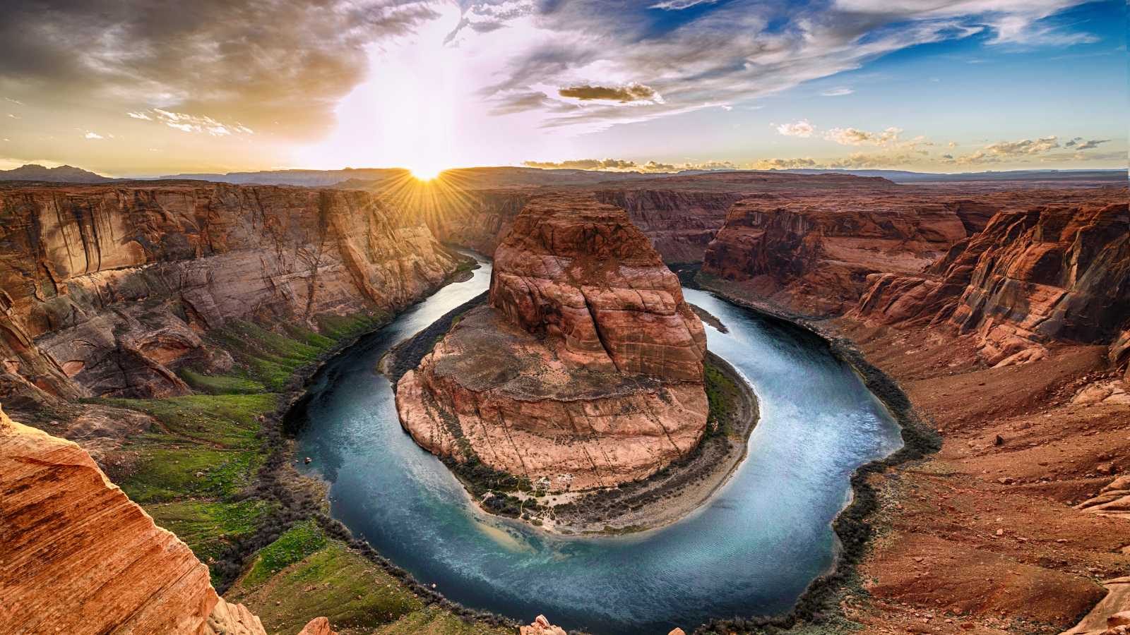 Sunset moment at Horseshoe bend Grand Canyon National Park. Colorado River. famous view point.