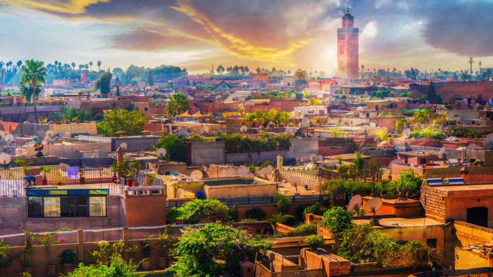 Panoramic views of marrakech medina, Morocco