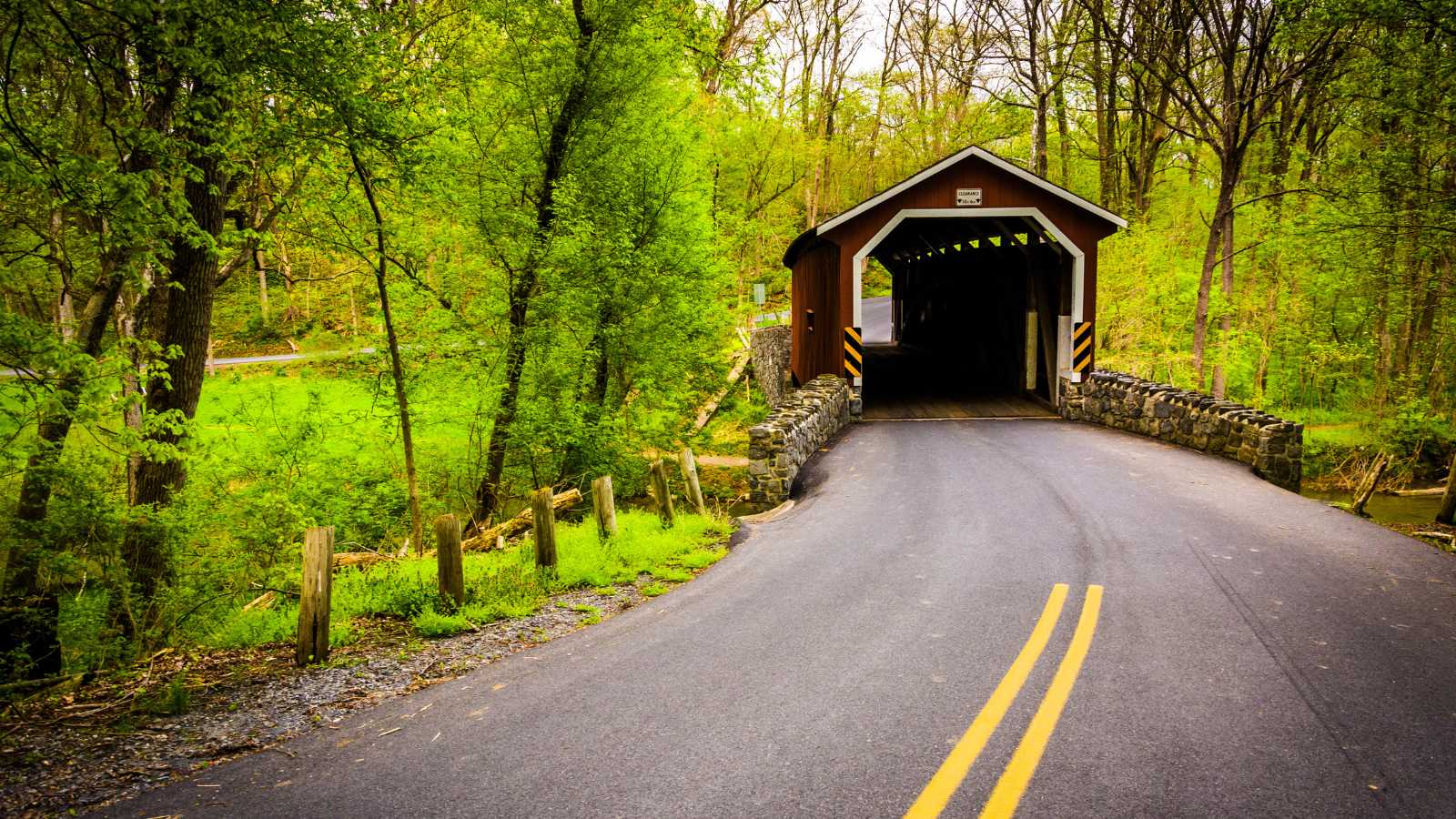 Kurtz's Mill Covered Bridge in Lancaster County Central Park, Pennsylvania.