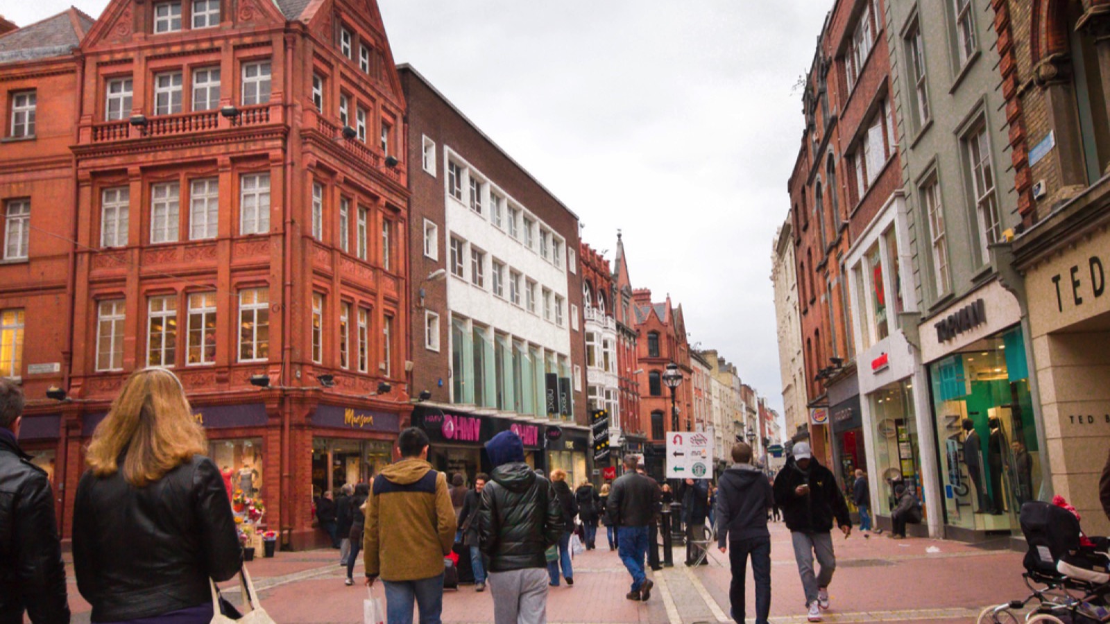 People walking in Dublin, Ireland streets