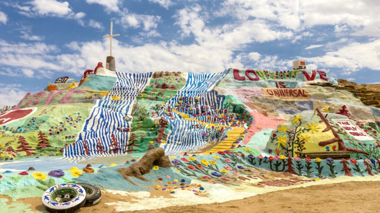 Niland, California - August 11 2014: Salvation Mountain is Leonard's tribute to God and his gift to the world with its simple yet powerful message - God Is Love.