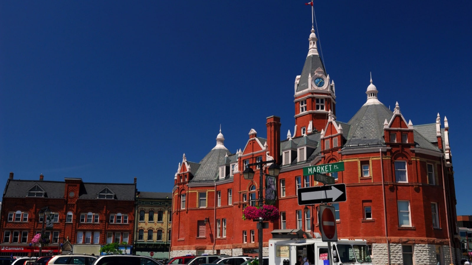 City Hall and market parking at Stratford, Ontario, Canada - August 5, 2006