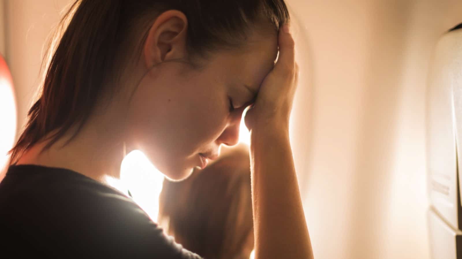 Stressed-and-irritated-woman-in-flight