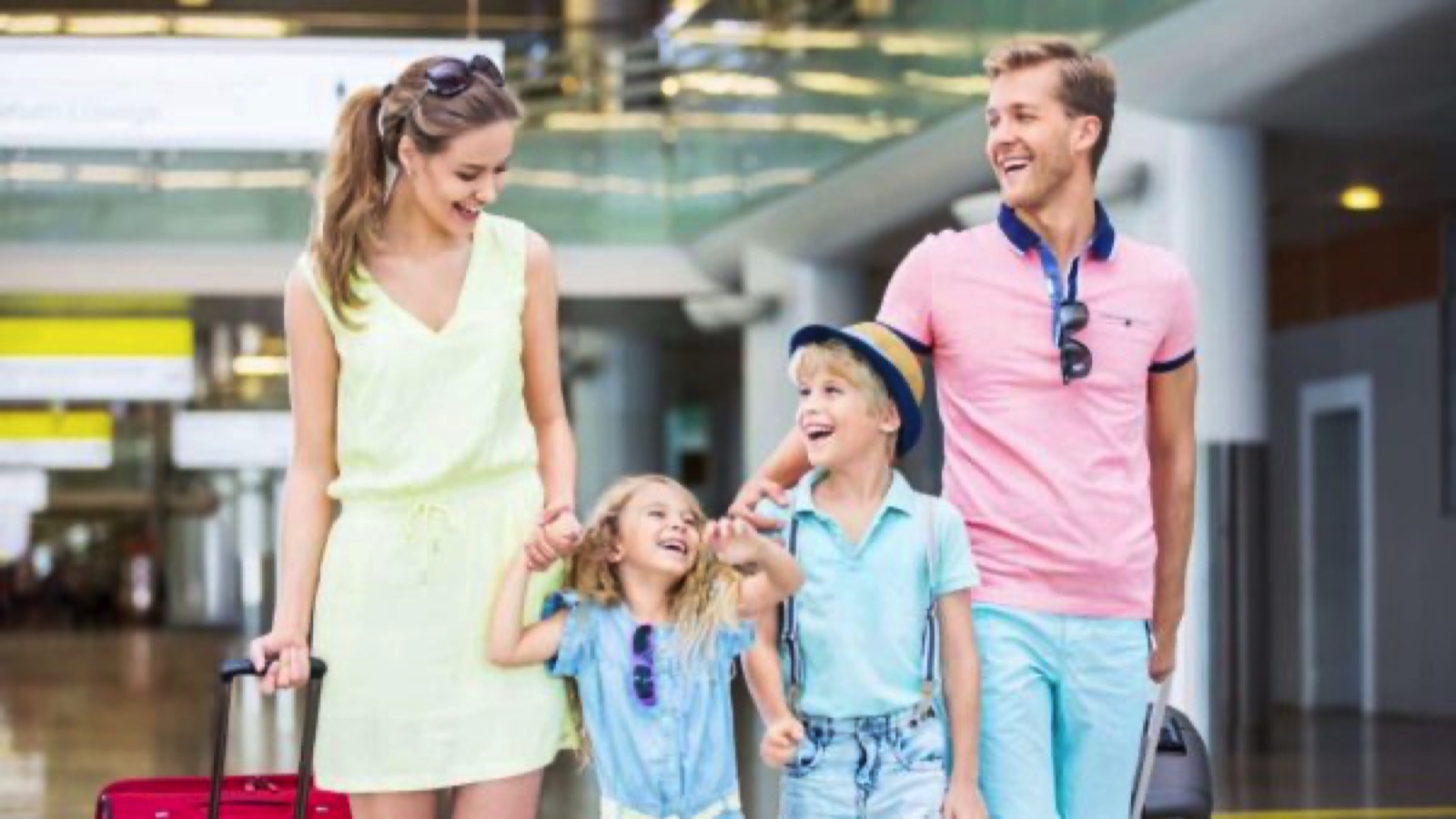 Traveling family in airport