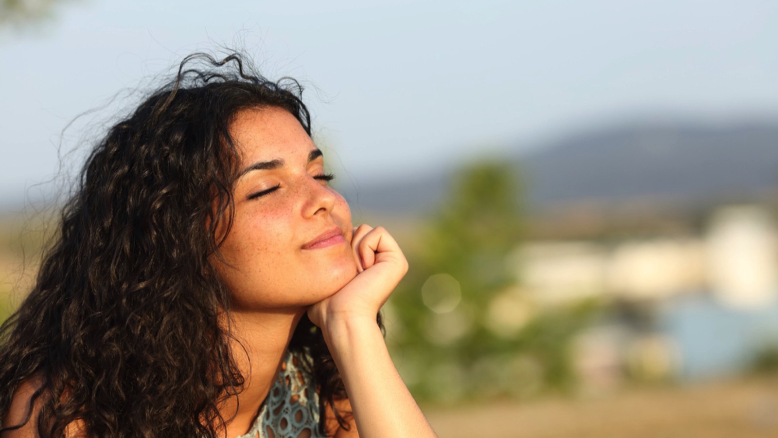 Woman enjoying sunset