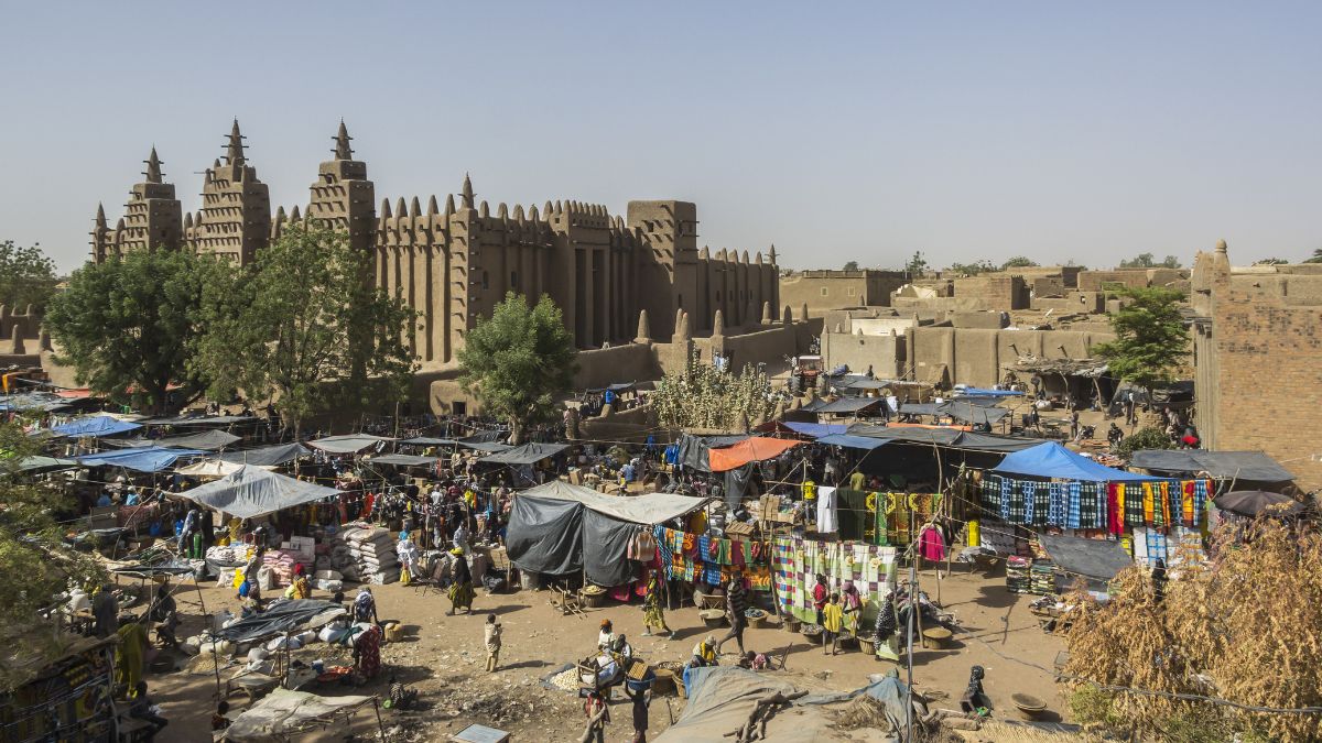 The great mosque and the market, Djenné, Mali