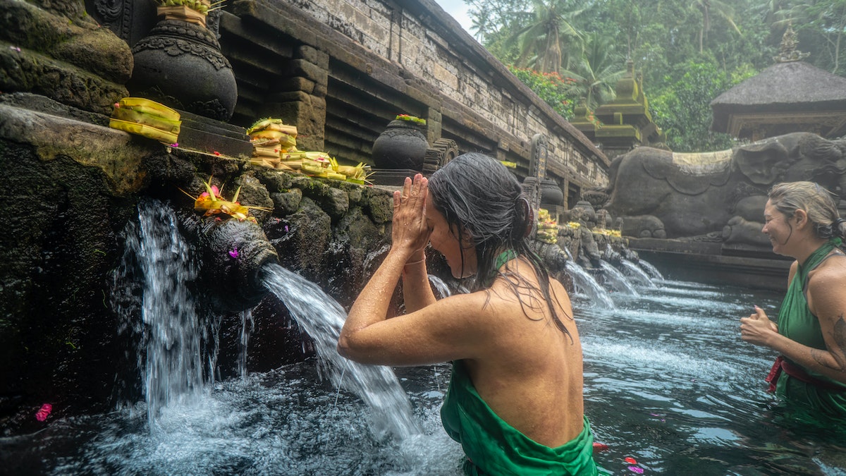 women in water in bali