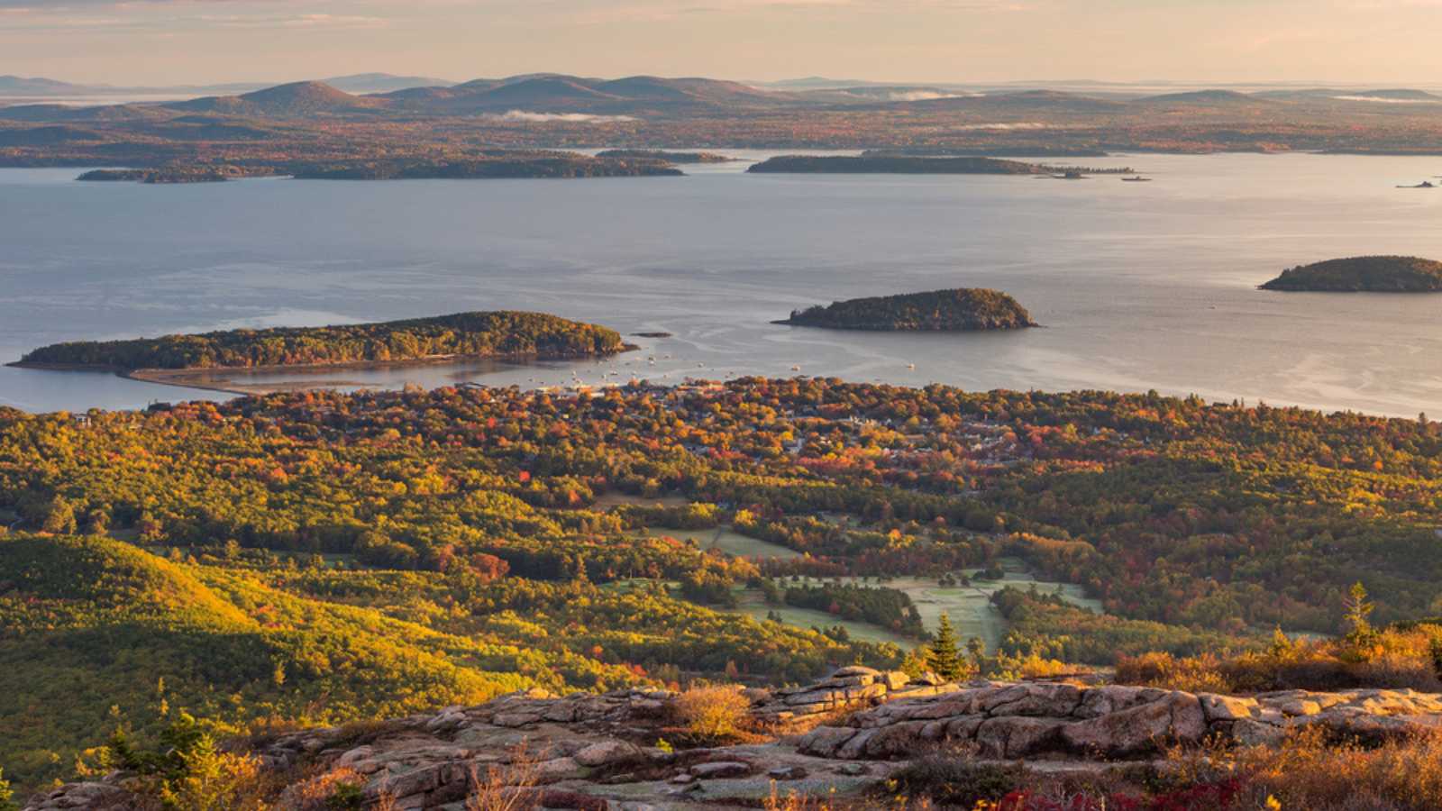 Beautiful fall colors of Acadia National Park in Maine USA