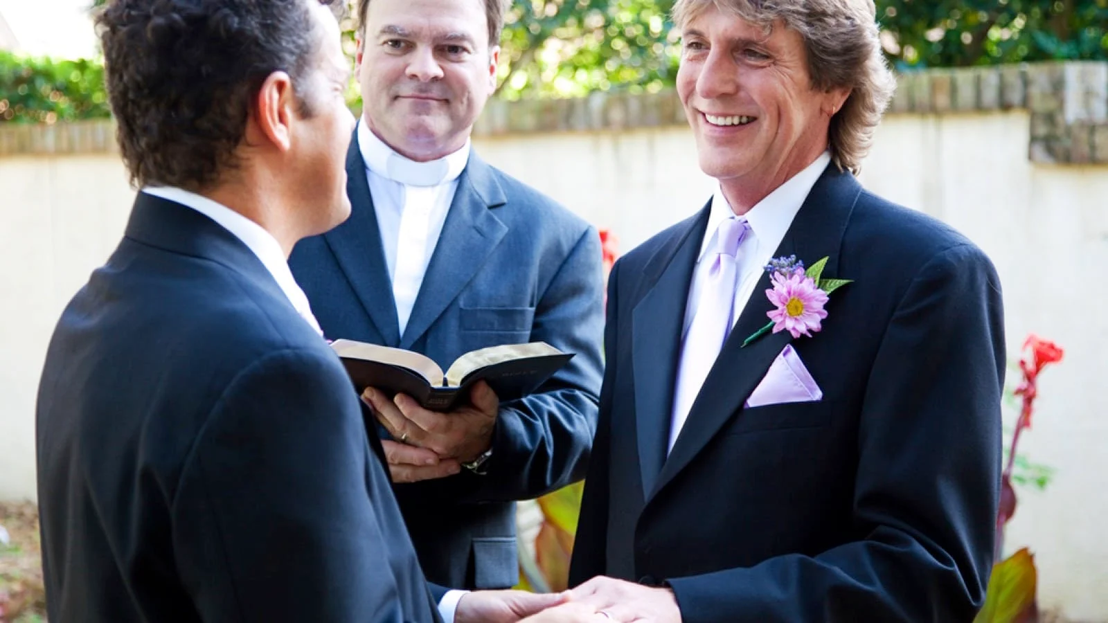 two men at a Gay marriage wedding ceremony