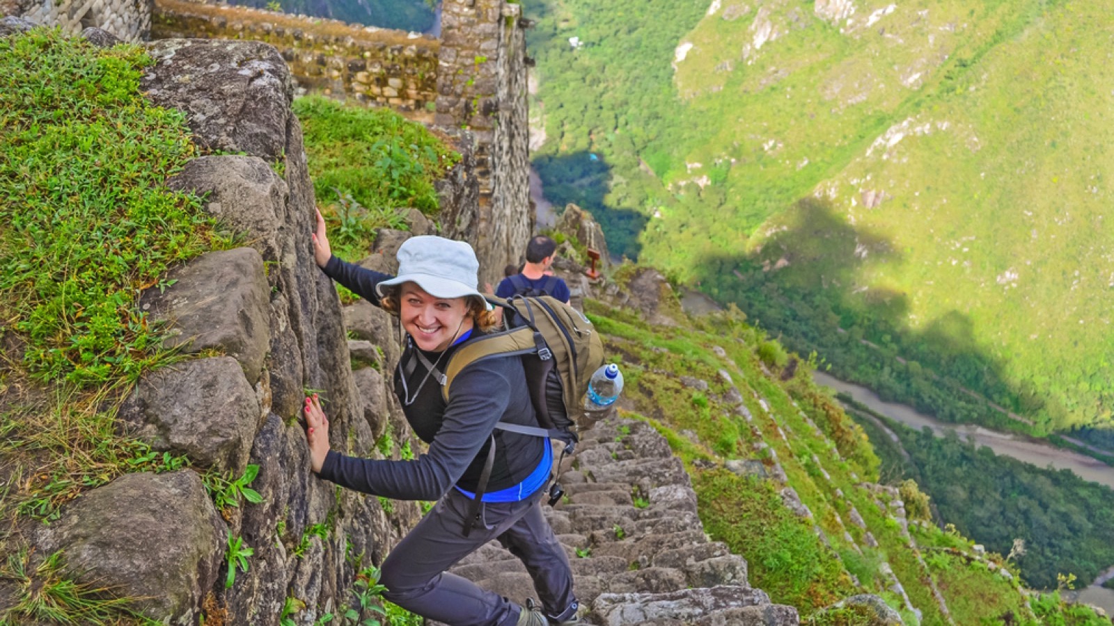 Old woman hiking