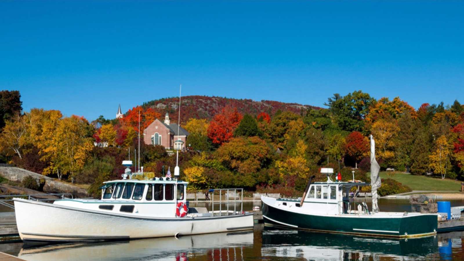 Lobster boats in Camden, Maine Harbor