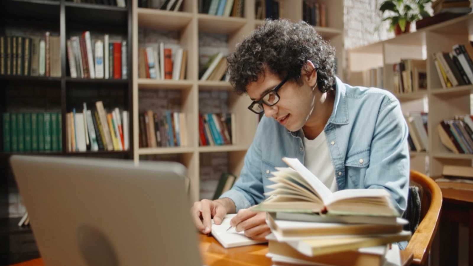 Man in library