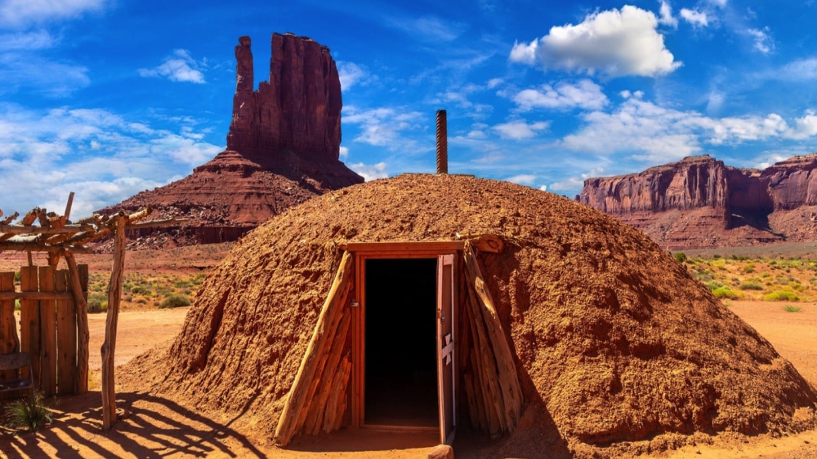 Native american hogans in Navajo nation