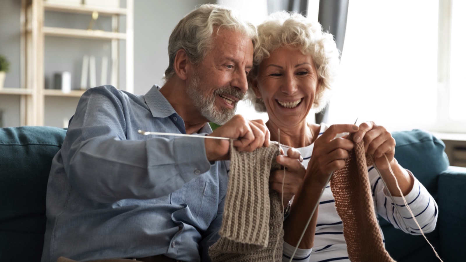 Old woman crocheting