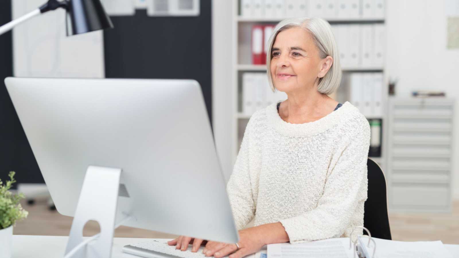 Old woman in office