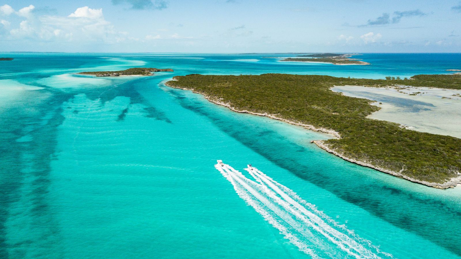 drone bird view of exuma in the bahamas. summer