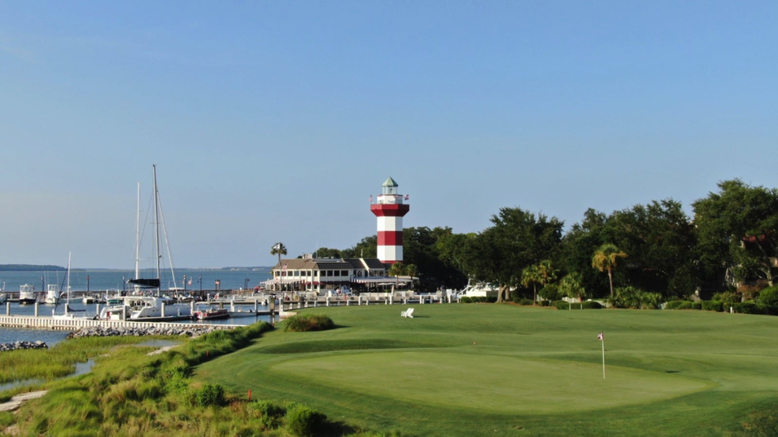 Sea pines lighthouse off of a golf course in Hilton Head island