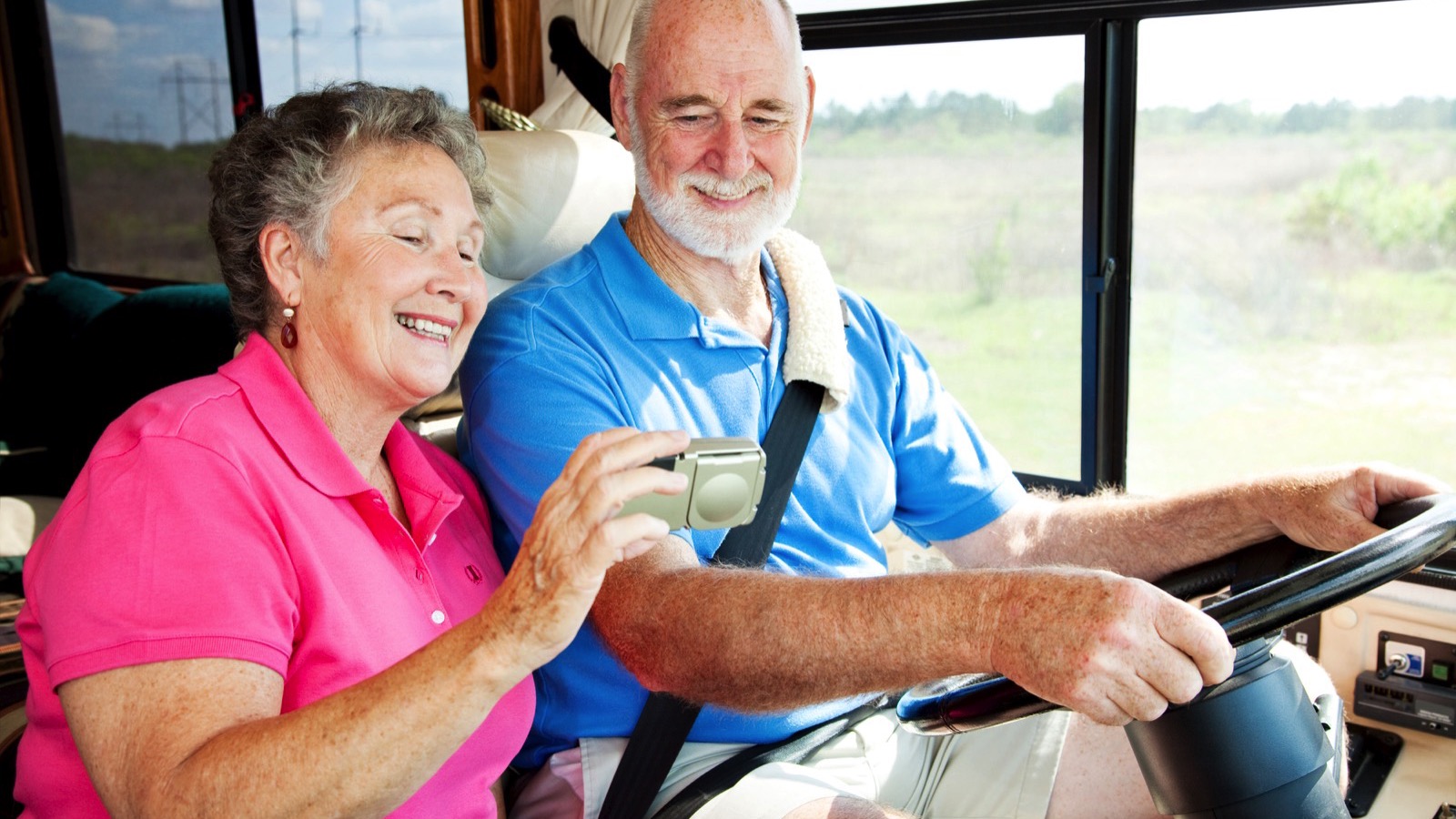 Seniors traveling in RV