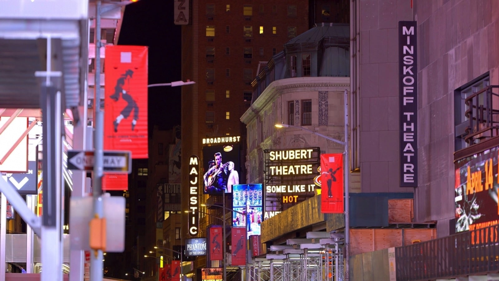 Theaters on Broadway Manhattan - NEW YORK CITY, UNITED STATES - FEBRUARY 14, 2023