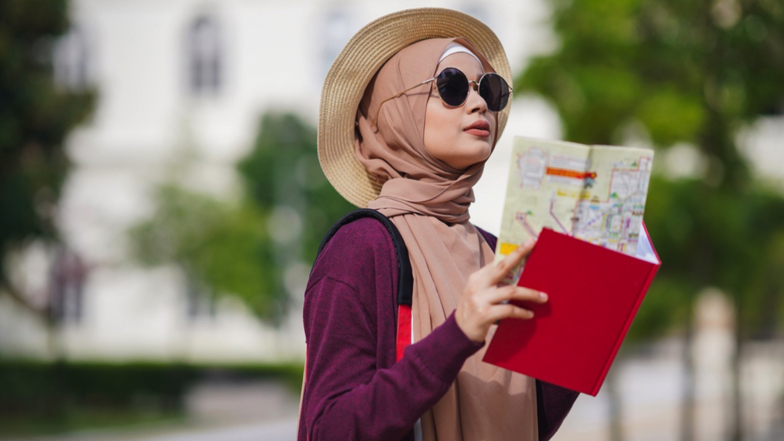 Traveler with hijab