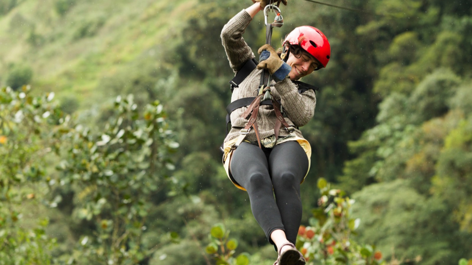 Woman Ziplining