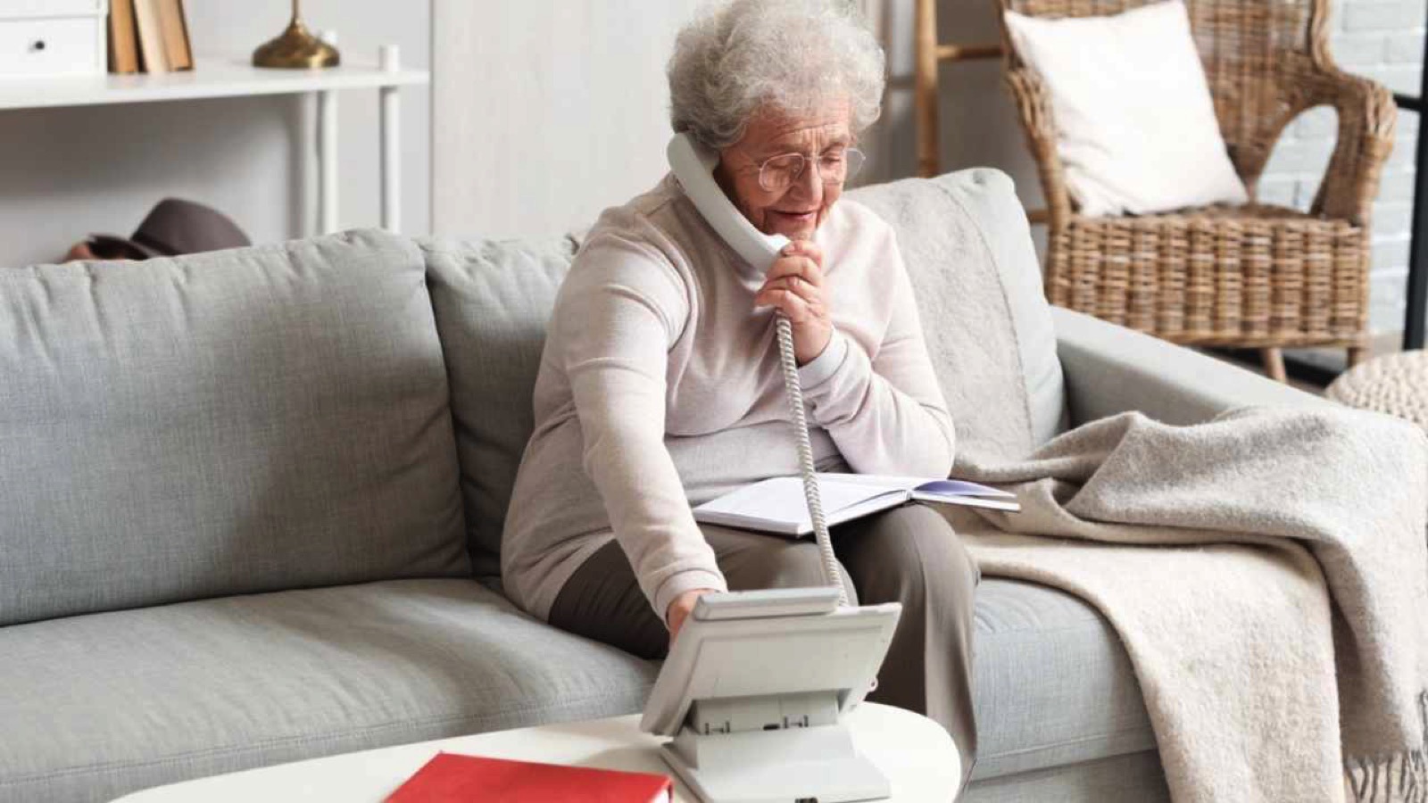 Woman talking in landline