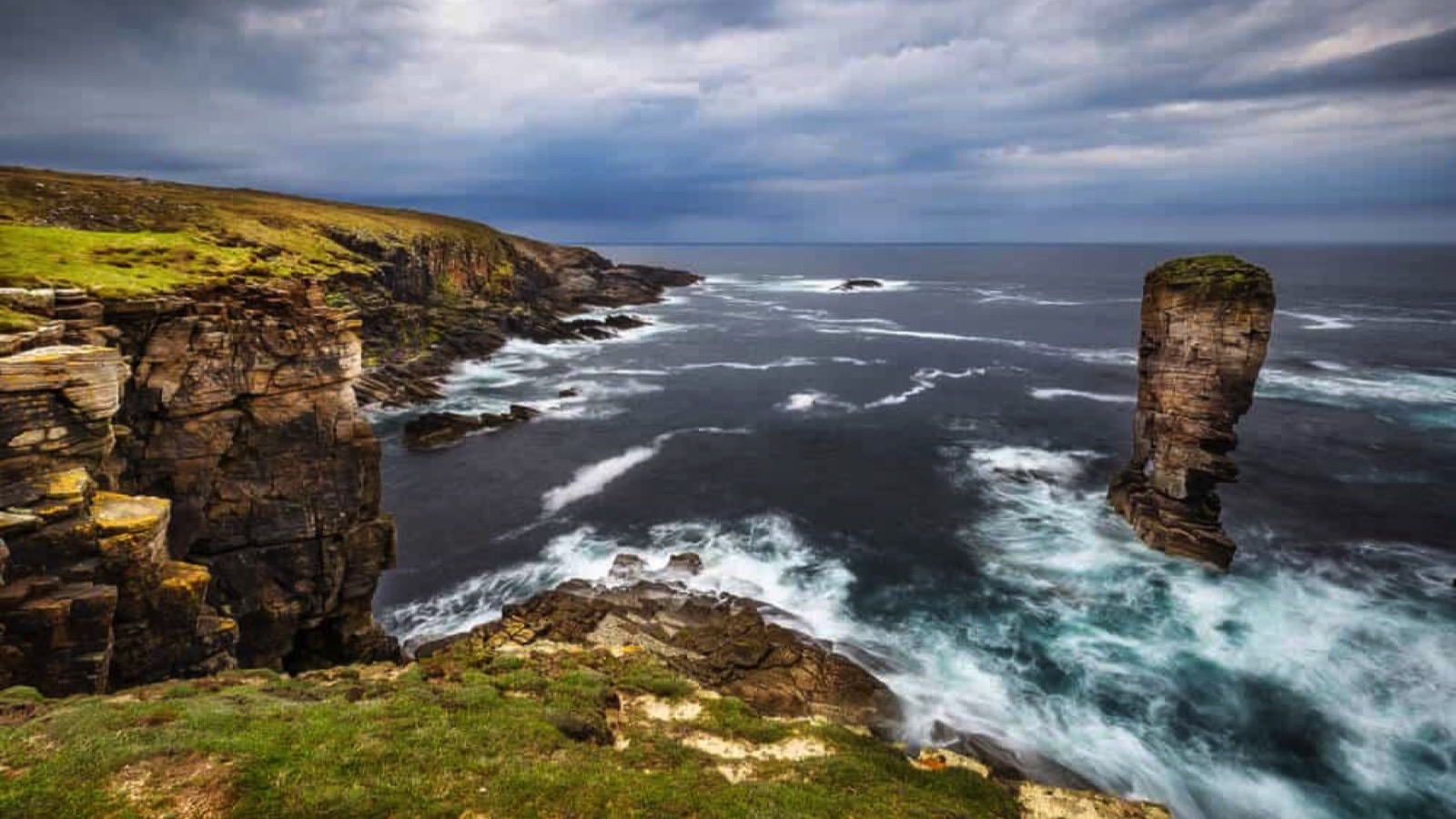 ocean and cliffs at orkney islands