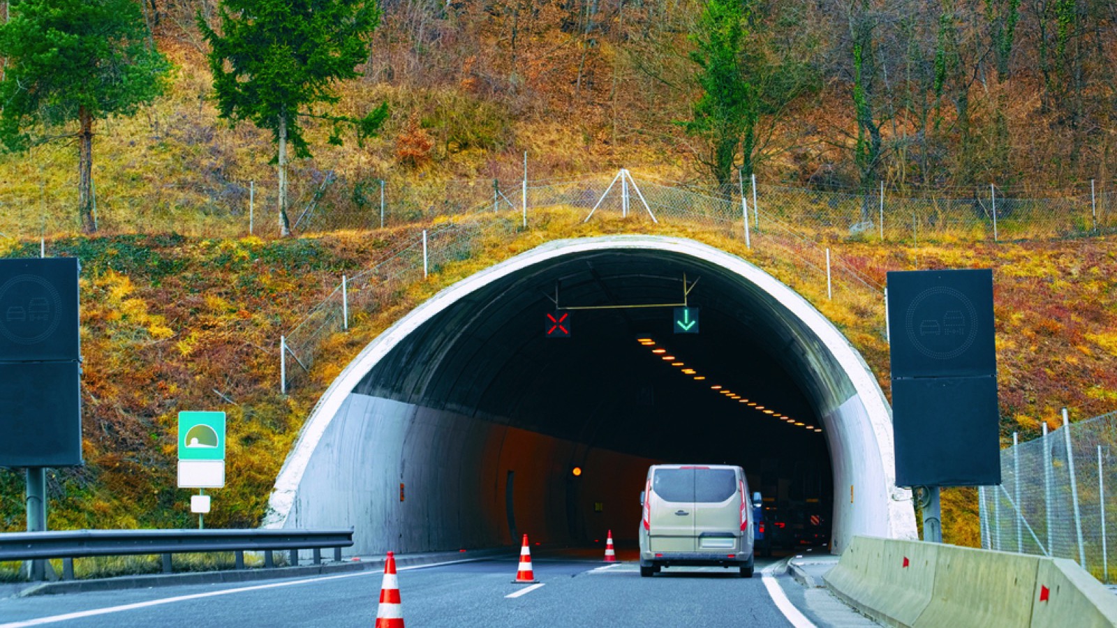 Driving through tunnel