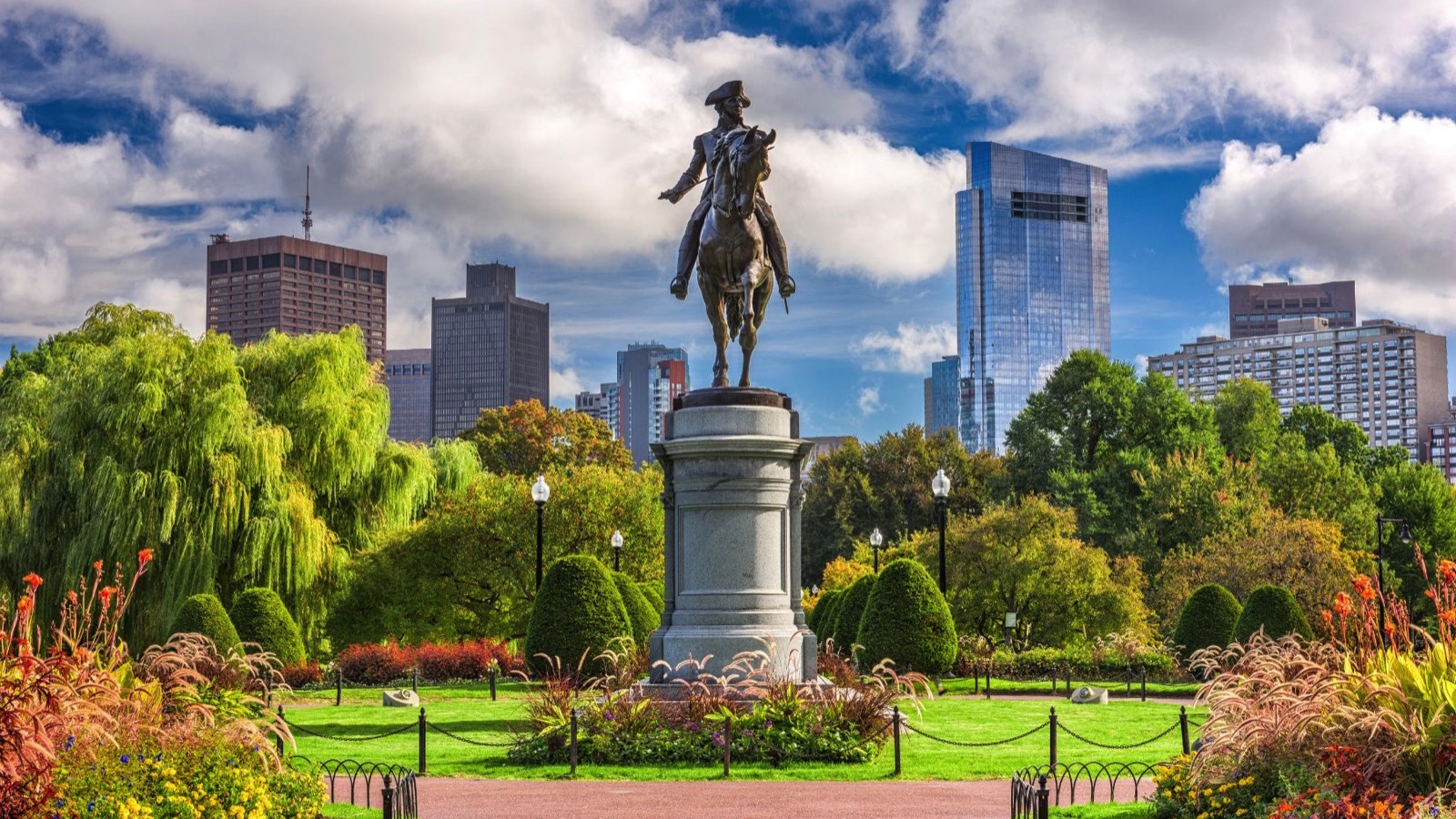 George Washington Monument at Public Garden in Boston, Massachusetts.