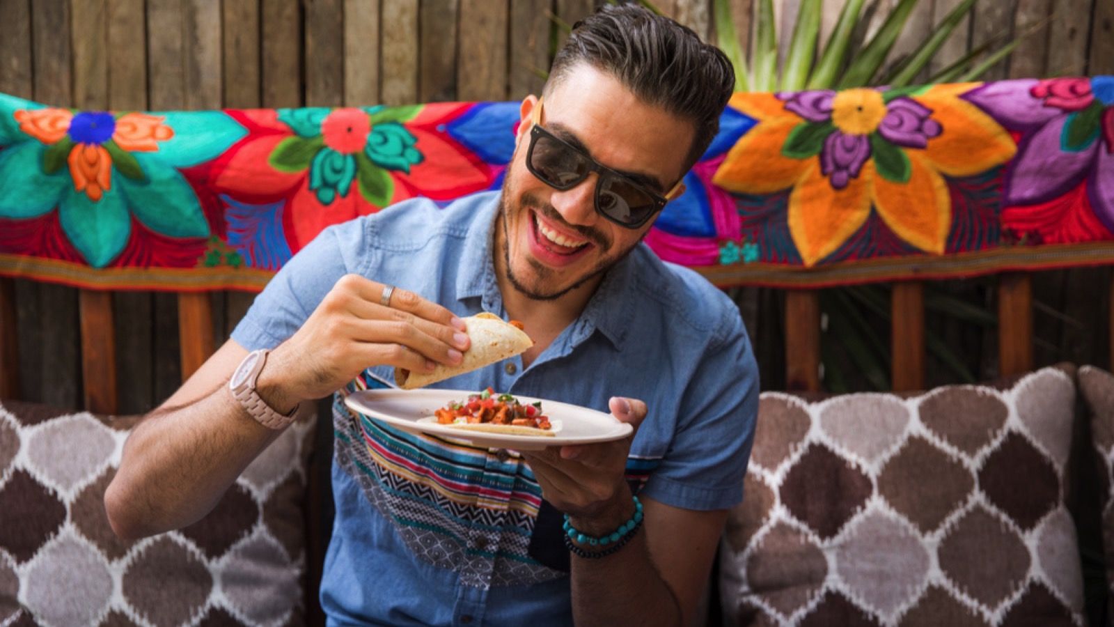 Latin man traveling in Tulum, Mexico