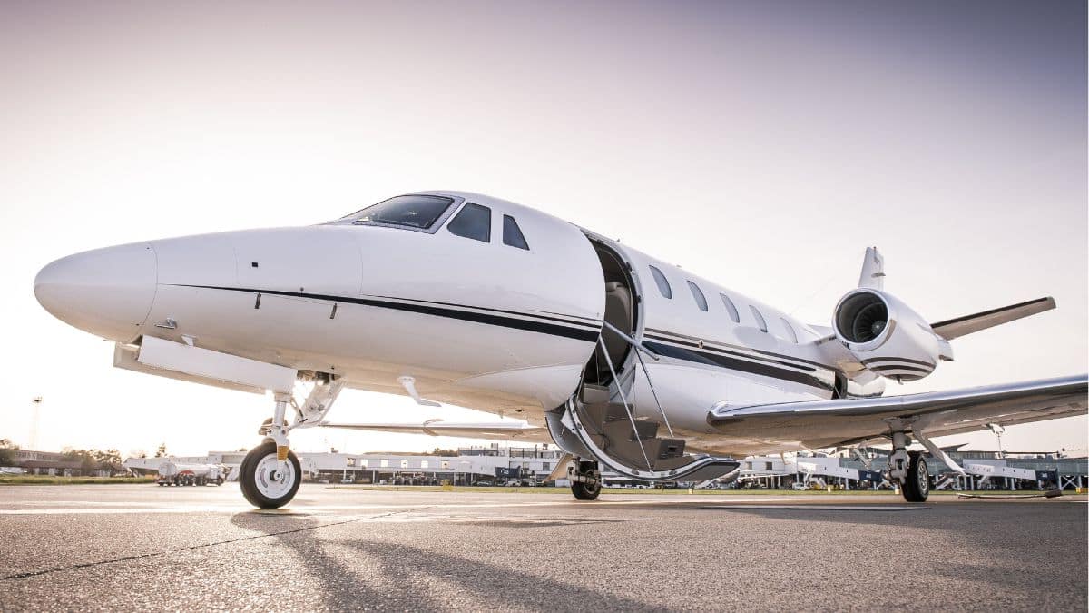 Luxury business jet ready for boarding