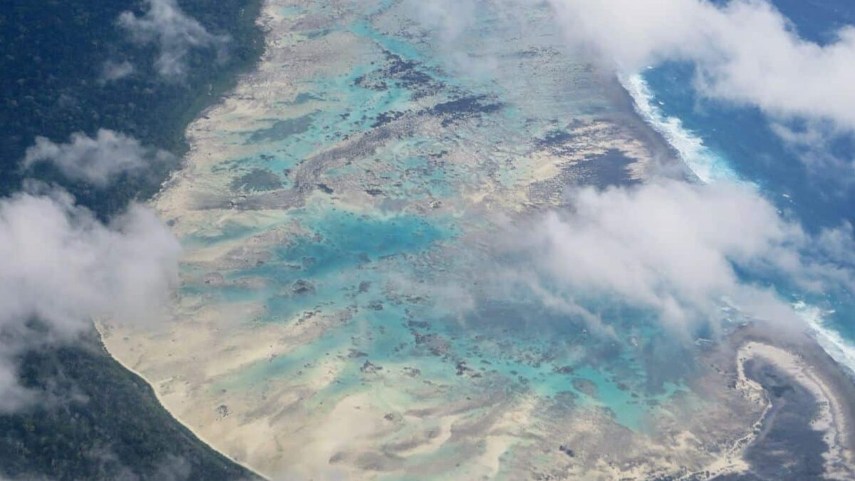 Aerial view of North Sentinel Island, Andaman.