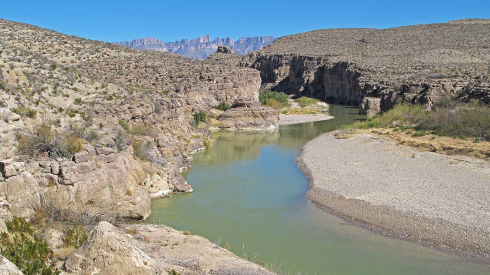 Rio Grande River flowing through a Canyon along the Mexican border in Big Bend National Park, Texas, USA