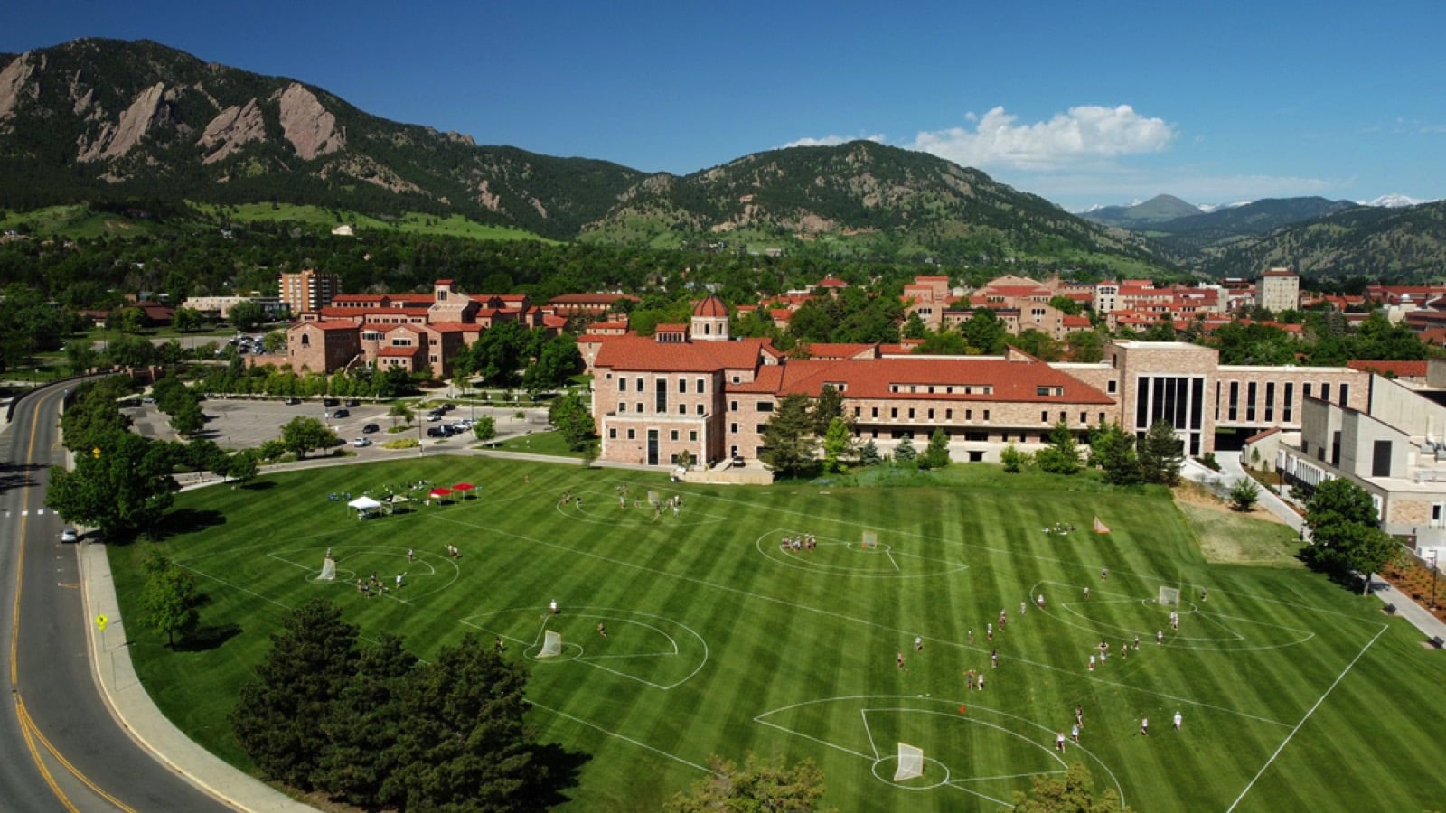 Boulder, CO - June 10, 2021: University of Colorado Boulder, CU Boulder lacrosse practice field