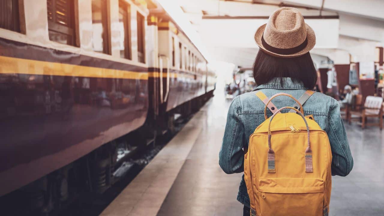 Woman in railway station