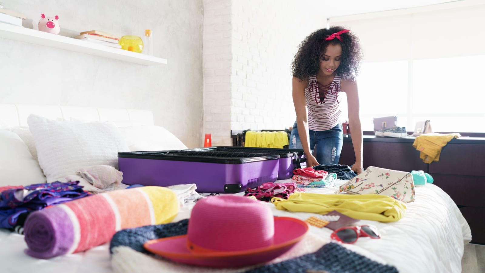 Woman packing for travel