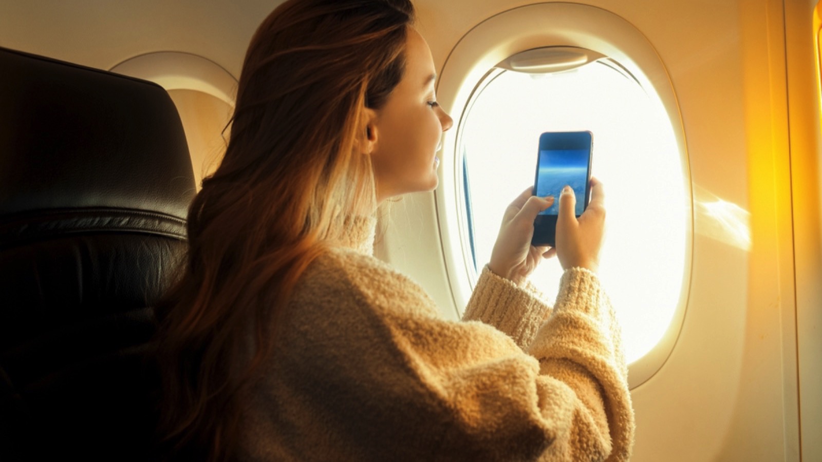 Woman with free hair in flight