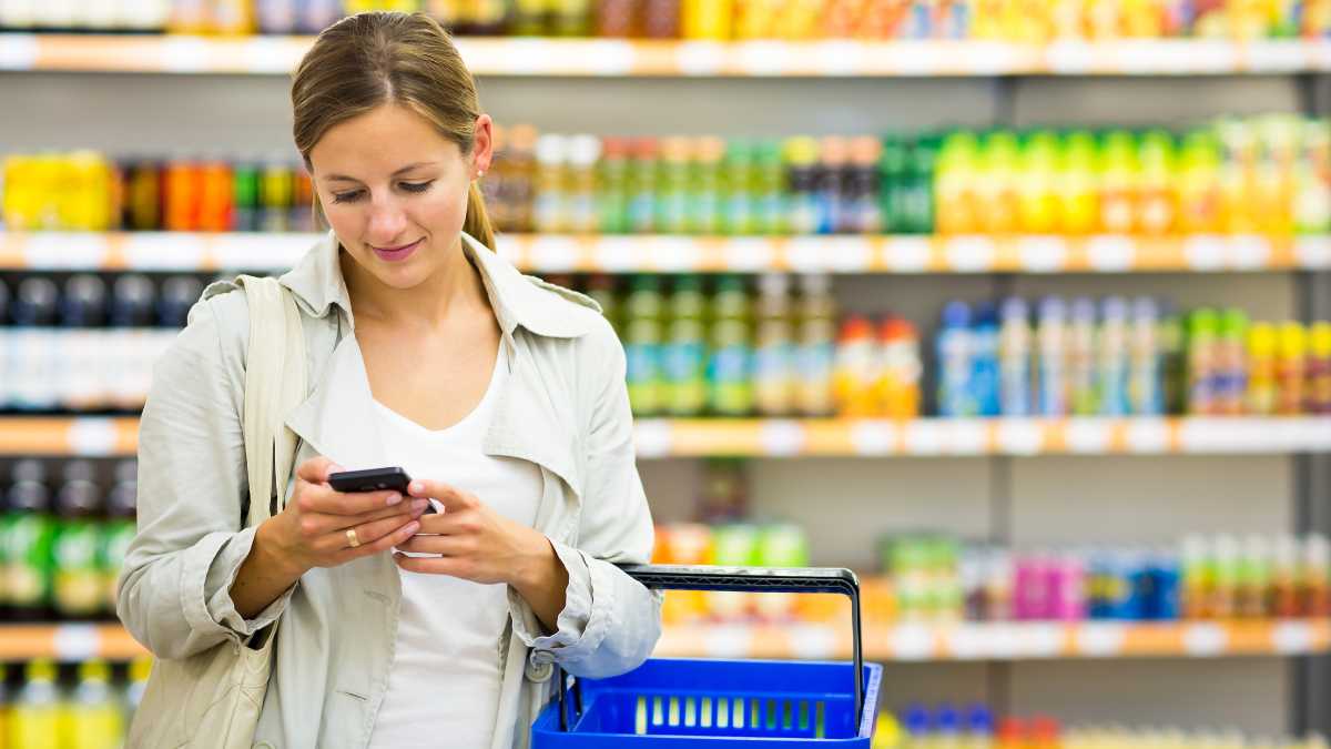 young woman grocery shopping