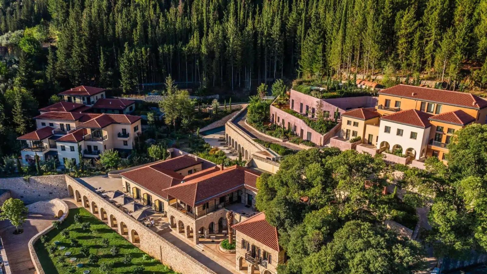 aerial view of euphoria retreat in mystras greece